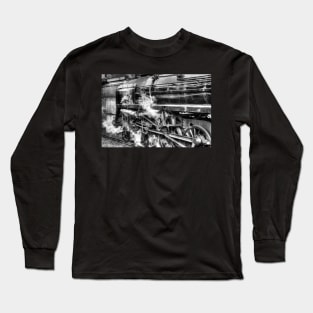 Black Prince Steam Train, Black And White Long Sleeve T-Shirt